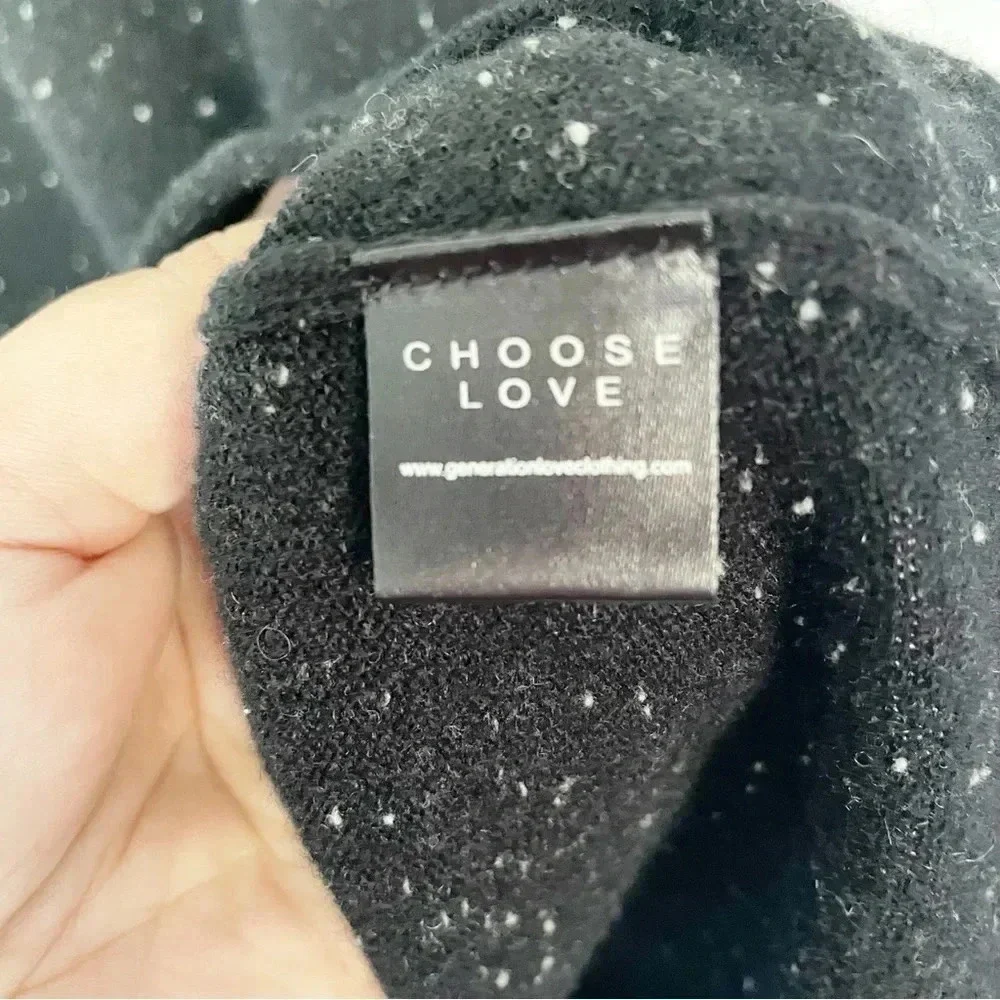 Generation Love Black Speckled Open Shoulders Lattice Back Cashmere Sweater M - Picture 6 of 11